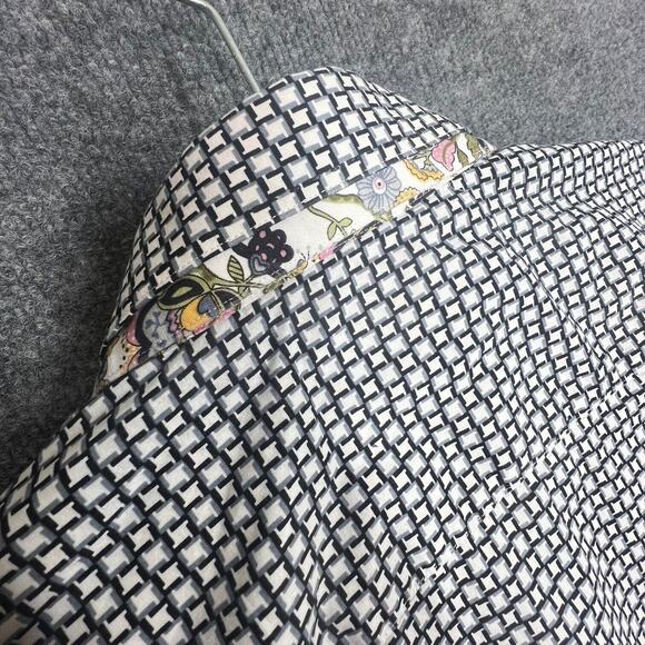 Banana Lemon Button Up Shirt Mens Gray and Black Geometric Floral Casual Preppy - Picture 9 of 12